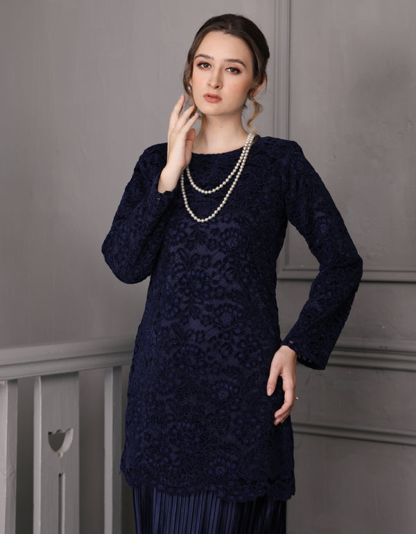 BAJU KURUNG MODEN ANVI (NAVY BLUE)